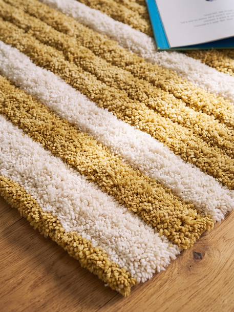 Gestreept rechthoekig tapijt van microvezel beige, gestreept - vertbaudet enfant 