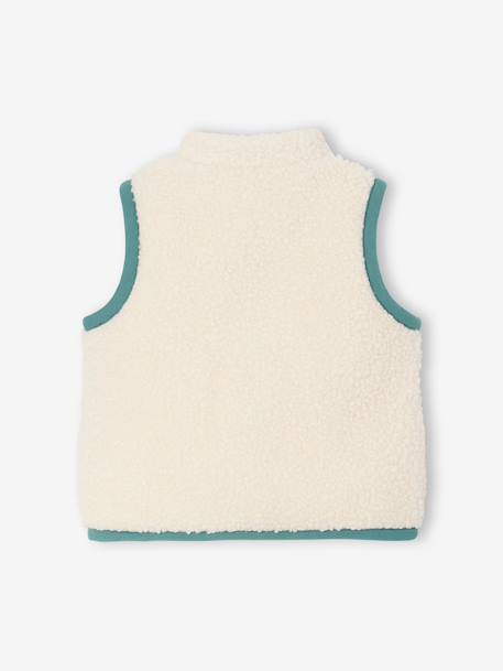 Mouwloos vestje baby in sherpa ecru+taupe - vertbaudet enfant 