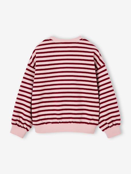 Meisjessweater met strepen ecru+rood - vertbaudet enfant 