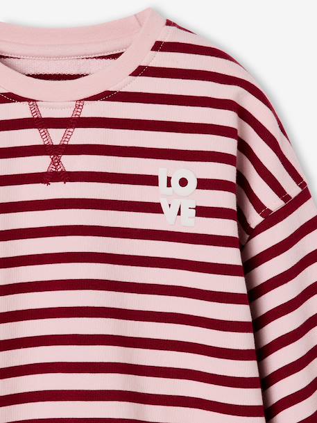 Meisjessweater met strepen ecru+rood - vertbaudet enfant 