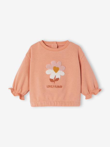 Sweatshirt voor babymeisjes met lange mouwen abrikoos - vertbaudet enfant 