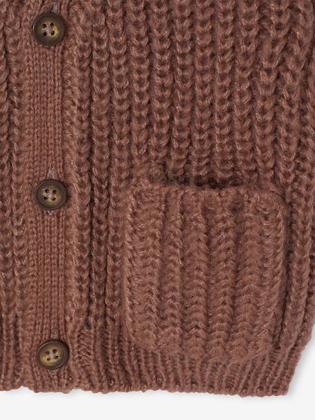 Babyvestje met V-hals van grof gebreide stof chocoladebruin+grijsblauw - vertbaudet enfant 