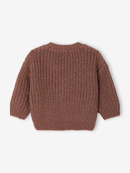 Babyvestje met V-hals van grof gebreide stof chocoladebruin+grijsblauw - vertbaudet enfant 