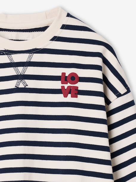 Meisjessweater met strepen ecru+rood - vertbaudet enfant 
