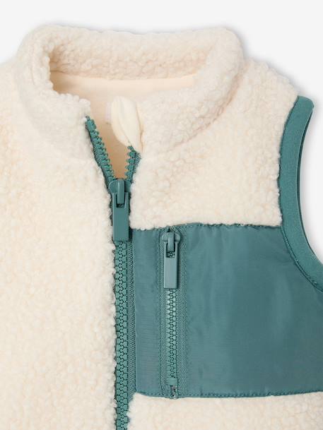 Mouwloos vestje baby in sherpa ecru+taupe - vertbaudet enfant 