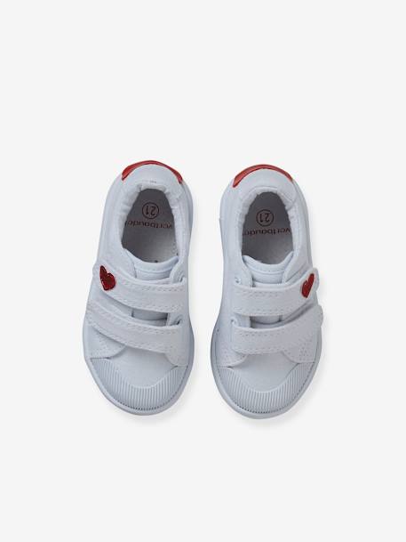 Stoffen tennisschoenen met klittenband voor babymeisjes groen madeliefjesprint+ijsblauw+paars, bedrukt+roze, bedrukt+veel roze+WIT - vertbaudet enfant 