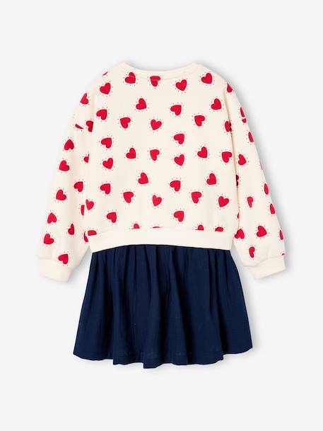 Jurk 2-in-1 van molton en katoenen gaas antraciet+marineblauw+rood - vertbaudet enfant 