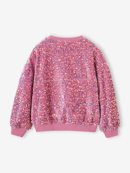 Sweater met pailletten voor meisjes turquoiseblauw+zachtpaars - vertbaudet enfant 
