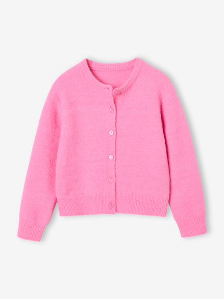 Meisjesvest met knopen blauw+bordeauxrood+rozen - vertbaudet enfant 