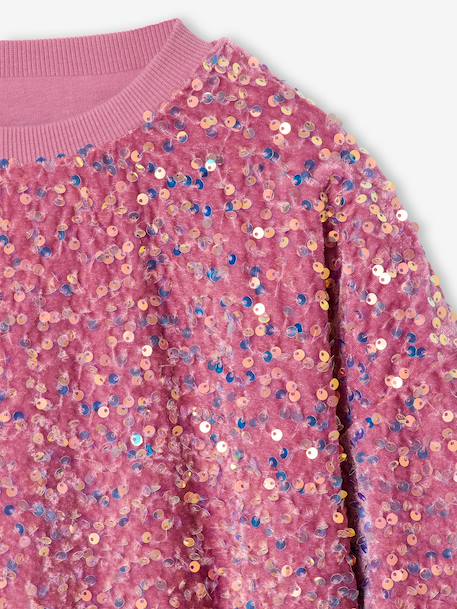Sweater met pailletten voor meisjes turquoiseblauw+zachtpaars - vertbaudet enfant 