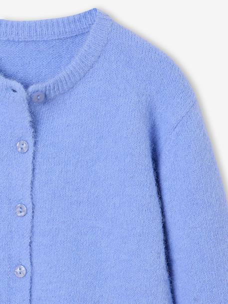 Meisjesvest met knopen blauw+bordeauxrood+rozen - vertbaudet enfant 