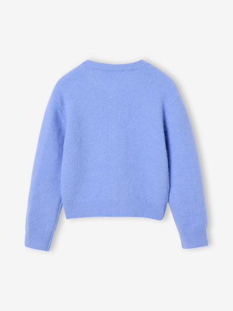 Meisjesvest met knopen blauw+bordeauxrood+rozen - vertbaudet enfant 