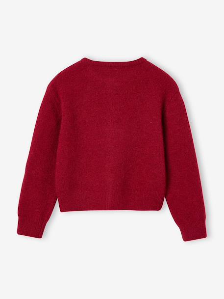 Meisjesvest met knopen blauw+bordeauxrood+rozen - vertbaudet enfant 