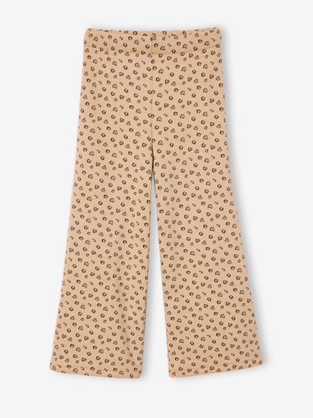 Wijde fleece legging voor meisjes bruin, bedrukt+marineblauw+vanille - vertbaudet enfant 