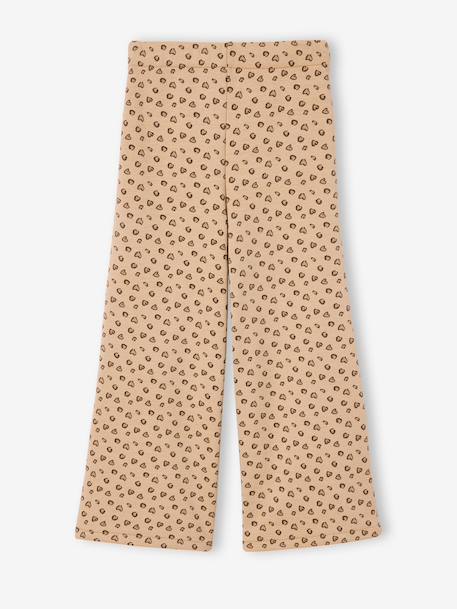 Wijde fleece legging voor meisjes bruin, bedrukt+marineblauw+vanille - vertbaudet enfant 