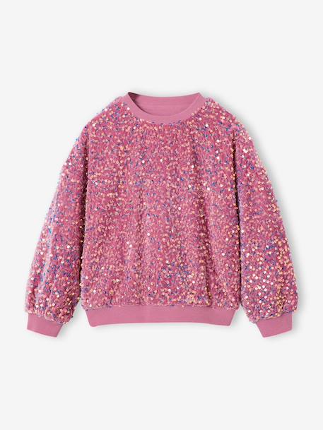 Sweater met pailletten voor meisjes turquoiseblauw+zachtpaars - vertbaudet enfant 