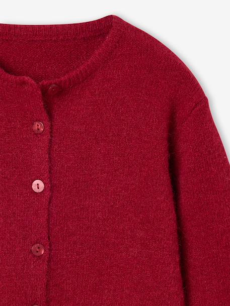 Meisjesvest met knopen blauw+bordeauxrood+rozen - vertbaudet enfant 