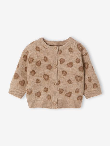 Gebreid babyvestje met knopen gemêleerd beige - vertbaudet enfant 