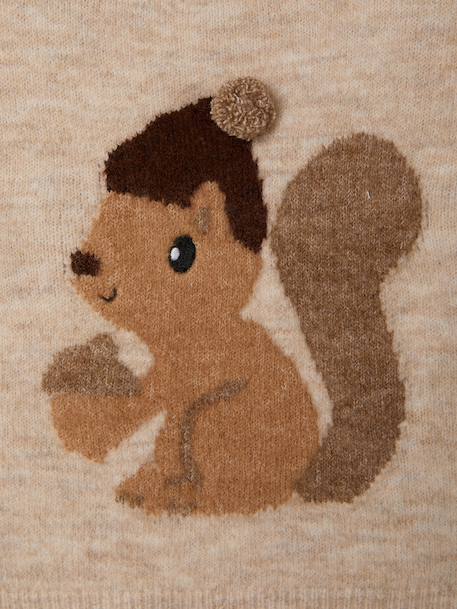 Babypullover eekhoorn lange mouwen gemêleerd beige - vertbaudet enfant 