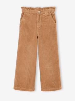-Ruime ribfluwelen paperbag-stijl broek voor meisjes 