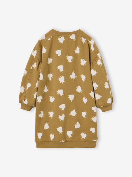 Korte sweatjurk met bloemenprint ecru+olijf - vertbaudet enfant 