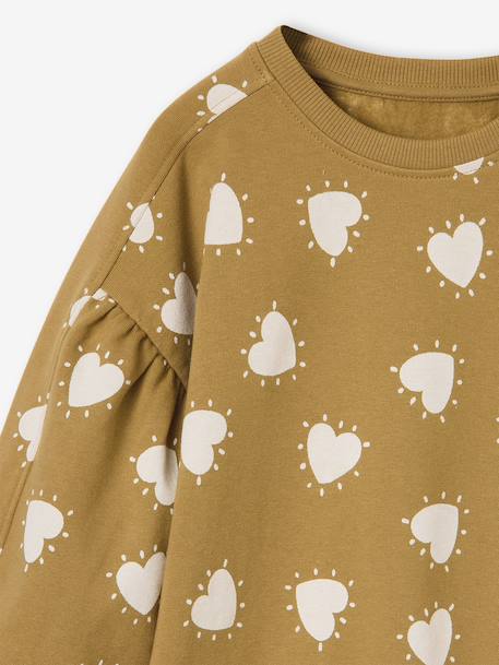 Korte sweatjurk met bloemenprint ecru+olijf - vertbaudet enfant 