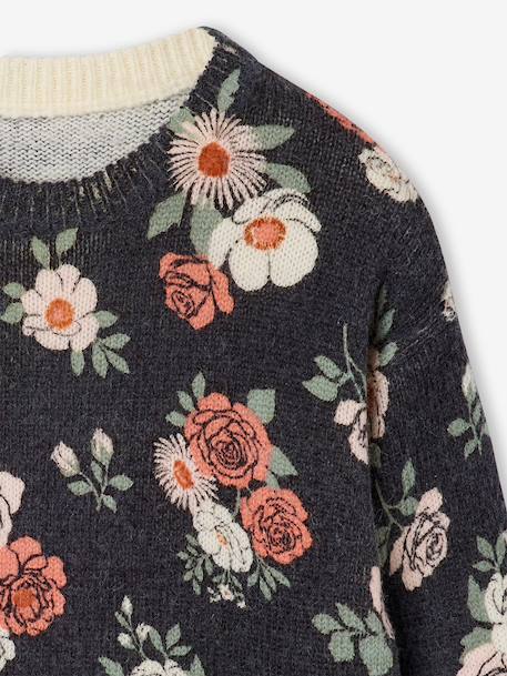 Gebloemde meisjestrui met ronde hals leiblauw - vertbaudet enfant 