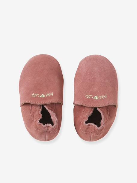 Elastische leren babyschoentjes in soepel leer goud+nachtblauw+oudroze+roze (poederkleur)+roze, bedrukt+veel roze+wit, bedrukt - vertbaudet enfant 