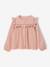Blouse met lange mouwen voor meisjes leiblauw+roze (poederkleur)+vanille - vertbaudet enfant 
