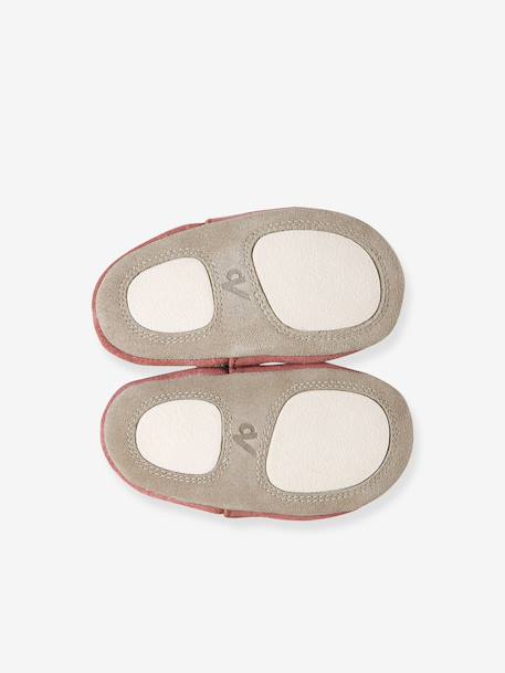 Elastische leren babyschoentjes in soepel leer goud+nachtblauw+oudroze+roze (poederkleur)+roze, bedrukt+veel roze+wit, bedrukt - vertbaudet enfant 