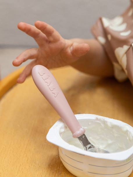 Set met 3 roestvrijstalen oefenbestekjes BEABA groen+rozen - vertbaudet enfant 