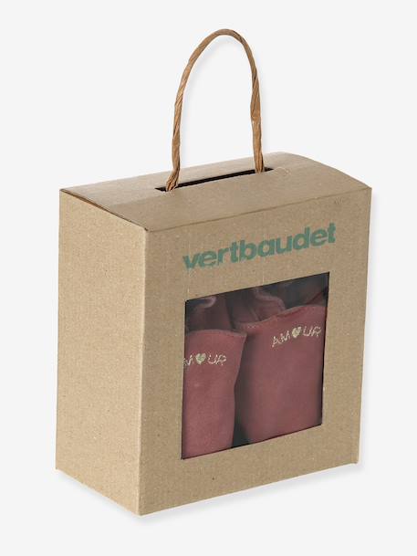 Elastische leren babyschoentjes in soepel leer goud+nachtblauw+oudroze+roze (poederkleur)+roze, bedrukt+veel roze+wit, bedrukt - vertbaudet enfant 