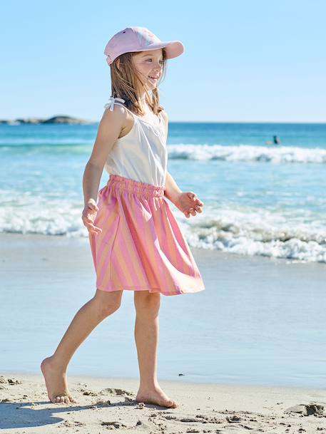 Meisjesjurk met fijne bretels marineblauw+oudroze - vertbaudet enfant 