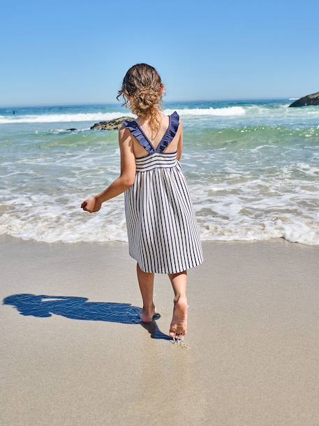 Meisjesjurk zonder mouwen marineblauw+oudroze - vertbaudet enfant 