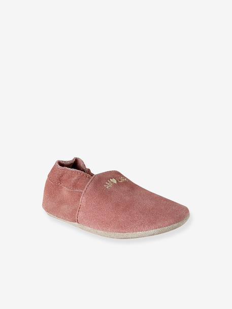 Elastische leren babyschoentjes in soepel leer goud+nachtblauw+oudroze+roze (poederkleur)+roze, bedrukt+veel roze+wit, bedrukt - vertbaudet enfant 