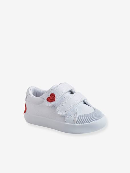 Stoffen tennisschoenen met klittenband voor babymeisjes groen madeliefjesprint+ijsblauw+paars, bedrukt+roze, bedrukt+veel roze+WIT - vertbaudet enfant 