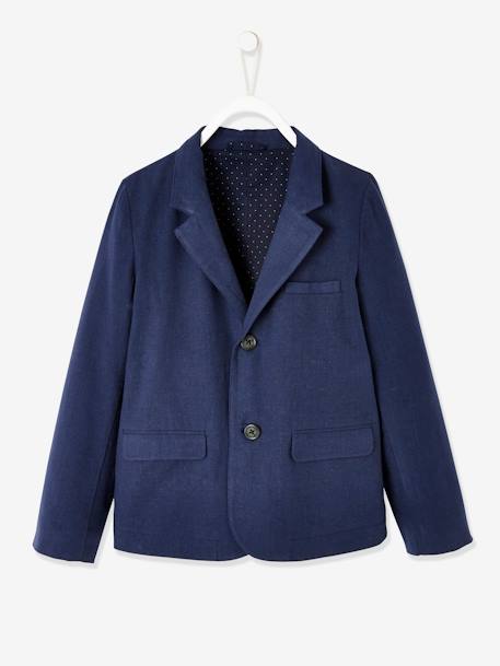 Feestelijk jasje voor jongens van katoen/linnen beige+blauw+donker marineblauw+lichtbeige+saliegroen - vertbaudet enfant 