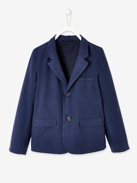 Feestelijk jasje voor jongens van katoen/linnen donker marineblauw+lichtbeige - vertbaudet enfant 