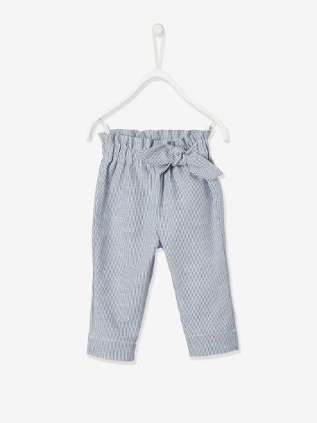 Broek voor babymeisje met strepen en elastische taille elektrisch blauw - vertbaudet enfant 