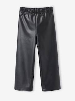 -Lange slim legging met leerlook