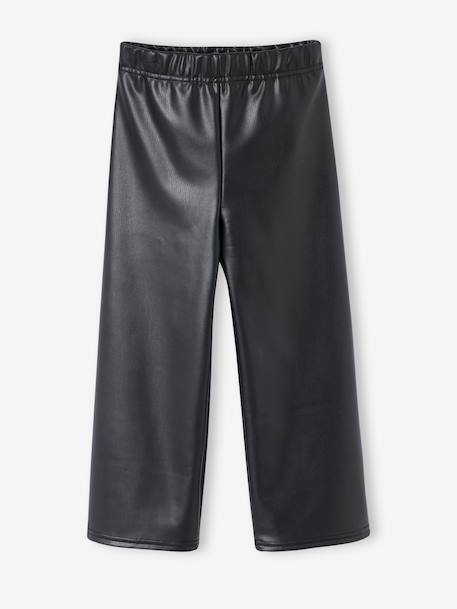 Lange slim legging met leerlook zwart - vertbaudet enfant 