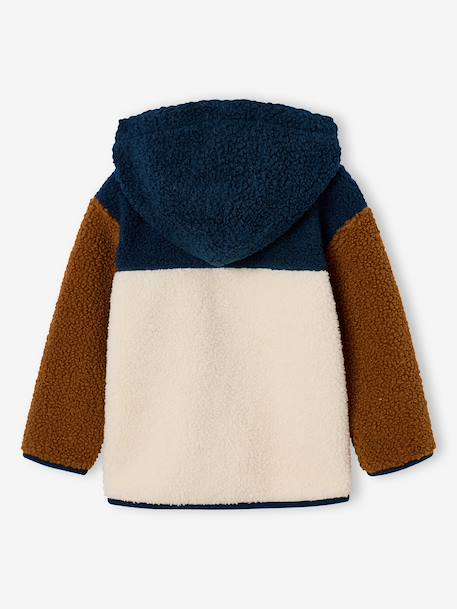 Sherpavest met capuchon jongen dennen+middenblauw - vertbaudet enfant 