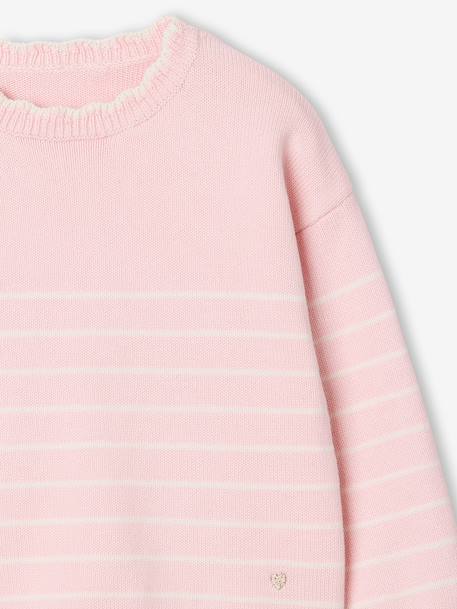 Gestreepte meisjestrui met lange mouwen framboos+marineblauw+rozen - vertbaudet enfant 
