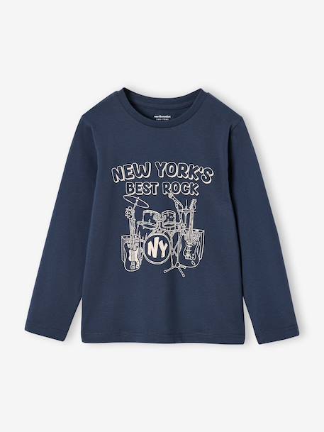 Jongensshirt met lange mouwen antraciet+cappuccino+rood+saliegroen+wit - vertbaudet enfant 