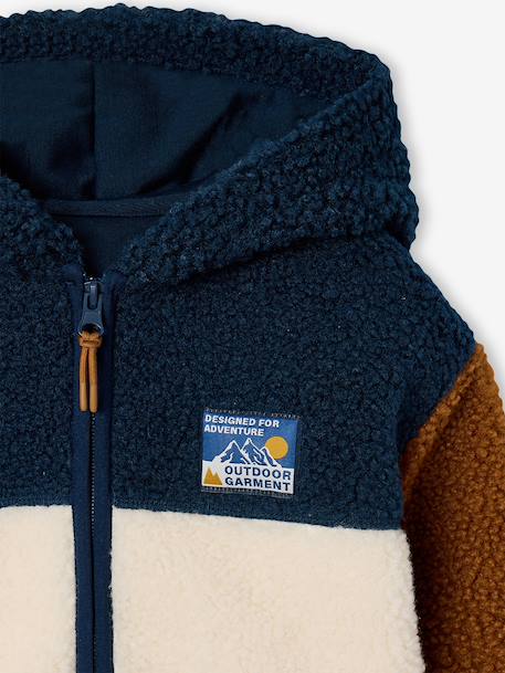 Sherpavest met capuchon jongen dennen+middenblauw - vertbaudet enfant 