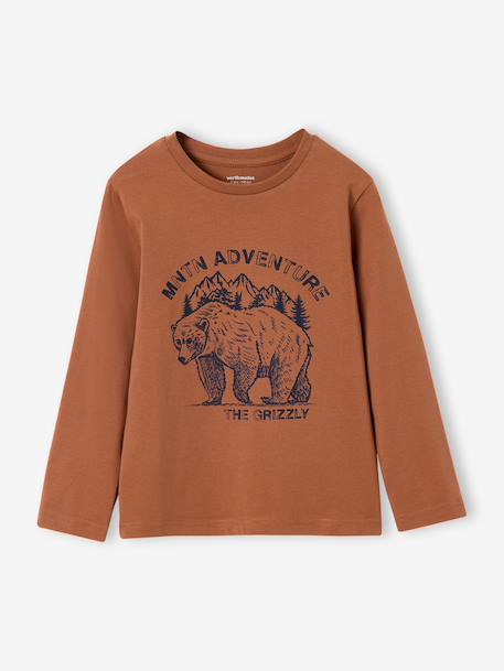 Jongensshirt met lange mouwen antraciet+cappuccino+rood+saliegroen+wit - vertbaudet enfant 