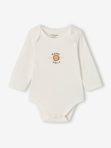 Set van 3 babyrompers met lange mouwen hazelnoot - vertbaudet enfant 