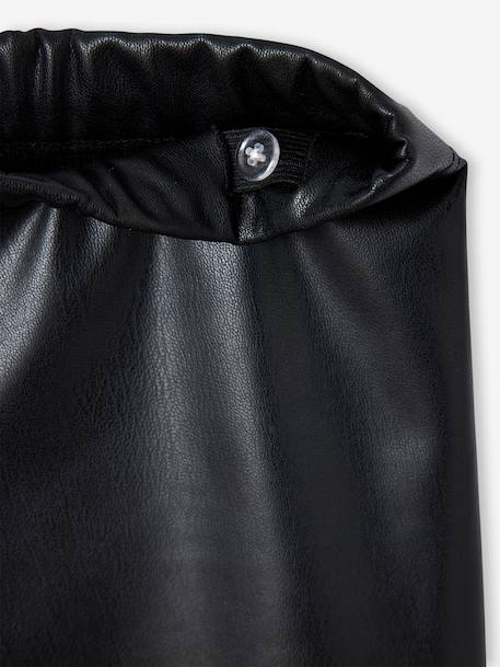 Lange slim legging met leerlook zwart - vertbaudet enfant 