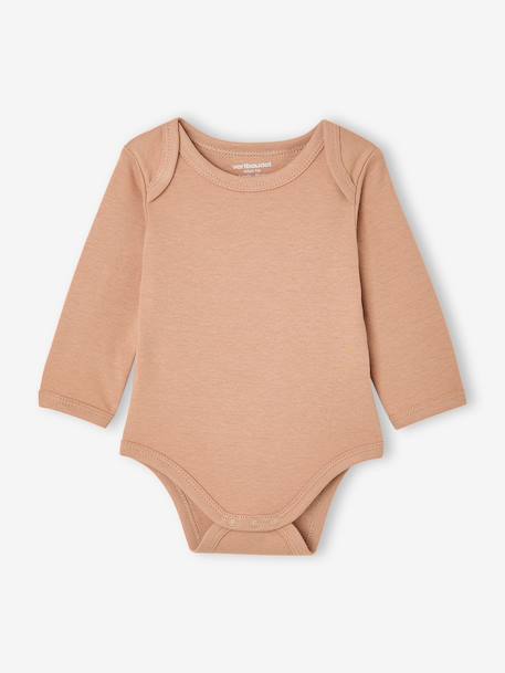 Set van 3 babyrompers met lange mouwen hazelnoot - vertbaudet enfant 