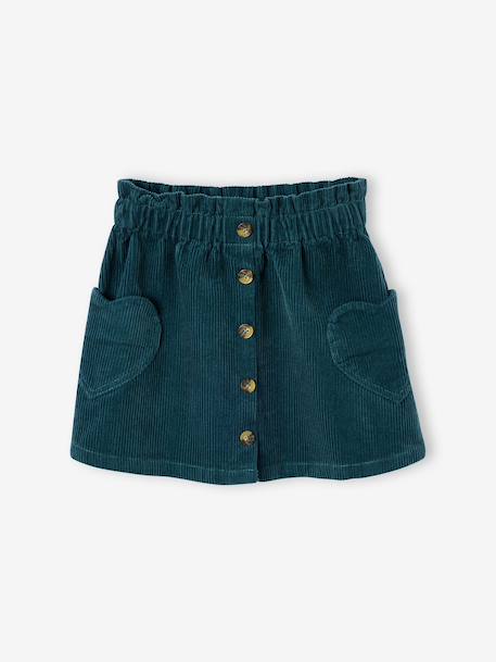 Fluwelen rok met zakjes hartjes antraciet+groenblauw+kameel+zachtpaars - vertbaudet enfant 